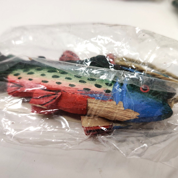 Vintage Fish Ornaments Fishing Trout 4 Balls 12 Sculpture FIGI Graphics 1995-96 - Picture 16 of 16